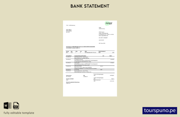 listo para imprimir Plantilla de plantilla de Word y PDF del extracto bancario d